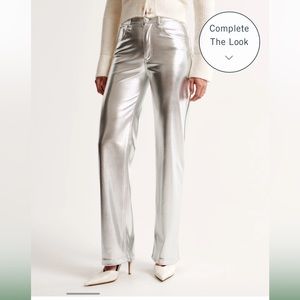 Abercrombie Silver Vegan Leather 90s straight